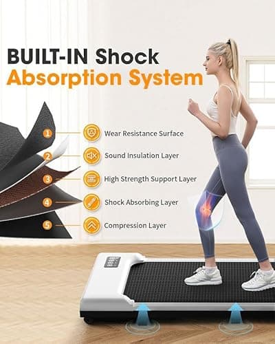 THAILE White Walking Pad, Under Desk Treadmill 300+ lbs Capacity, 3 in 1 Portable Treadmill for Home, Office with LED Display, 2.5 HP Mini Waling Pad for Small Spaces 5