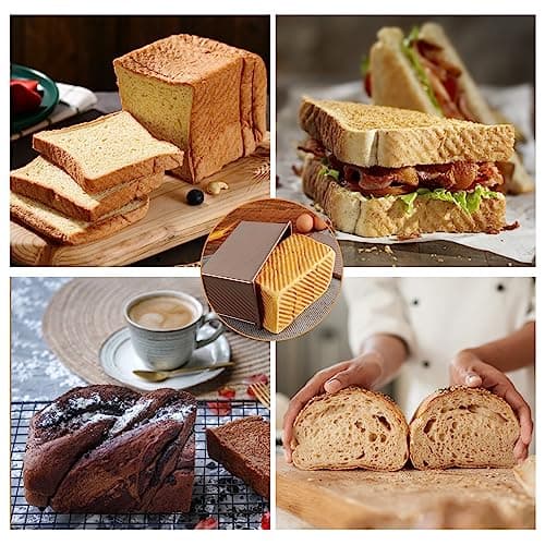 Spmarkt Bread Pan, 13 * 5inch Aluminized Steel Non-Stick Rectangle Pullman Loaf Pan with Lid, Long Sourdough Bread Loaf Pan for Homemade, Deep Bread Tin with Dough Scraper Cutter 6