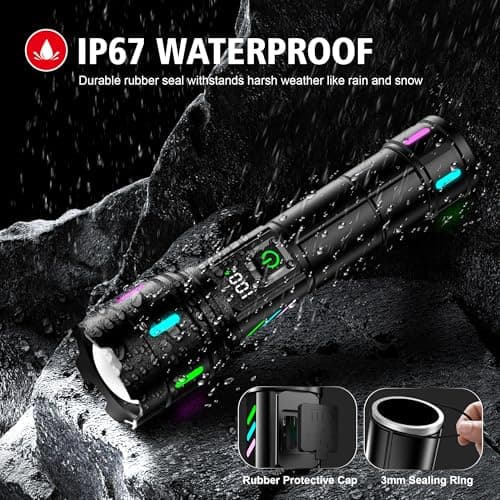 Flashlight 20000 High Lumens Rechargeable - 30W Super Bright LED Flash Light with LCD Display | 3937ft Beam & 12H Long Lasting USB C Powerful Handheld Flashlight for Home, Camping, Hiking, Emergency 8