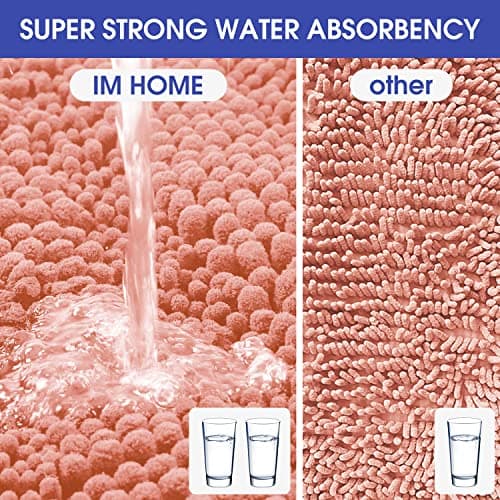 ACCUMTEK Striped Coral Bathroom Rug Set 3 Pieces Ultra Soft, Non Slip Chenille Toilet Mat, Absorbent Plush Shaggy Bath Mats for Bathroom, Bedroom, Kitchen 5