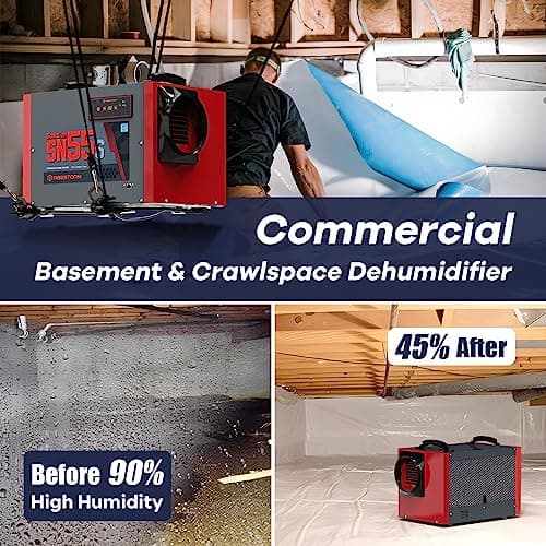 Abestorm Crawl Space Dehumidifier 120Pint Commercial Basement, Industrial Under House Dehumidifier with Drain Hose, Auto Defrosting, ETL 6