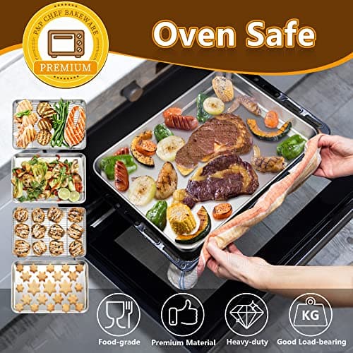 P&P CHEF 16 Inch Stainless Steel Baking Sheet with Rack Set (2 Pans+ 2 Racks), Cookie Sheets Baking Trays and Cooling Wire Racks, Oven & Dishwasher Safe, Pans with Flat Racks 7