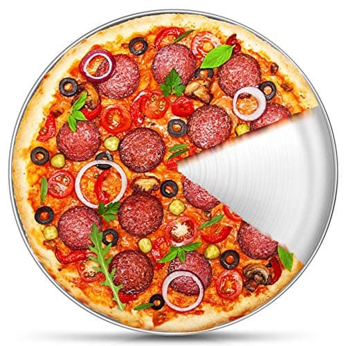P&P CHEF Pizza Pan Bakeware for Home Kitchen, Stainless Steel Pizza Tray for Baking Pizza, Healthy & Reusable & Easy Clean, Oven & Freezer Safe, 12 Inch & Silver