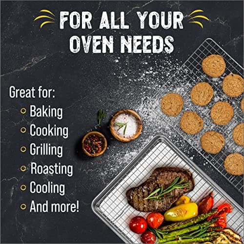 Checkered Chef Baking Sheet Pan and Cooling Rack - Half Sheet, 18" x 13" Aluminum Cookie Sheets and Stainless Steel Wire Rack for Baking 5