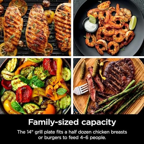Ninja GR100 Sizzle Smokeless Indoor Grill with Nonstick Grill Plate, Dishwasher-Safe Removable Mesh Lid, 500F Max Heat, Even Edge-to-Edge Cooking, Black (Renewed) 6