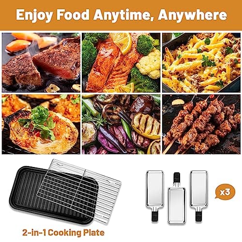 SUEWRITE Indoor Grill Electric Smokeless, Indoor Grills for Kitchen with Non-Stick Cooking Removable Plate, Portable Korean BBQ Grill with Removable Temperature Control, Dishwasher Safe, 1500W 8
