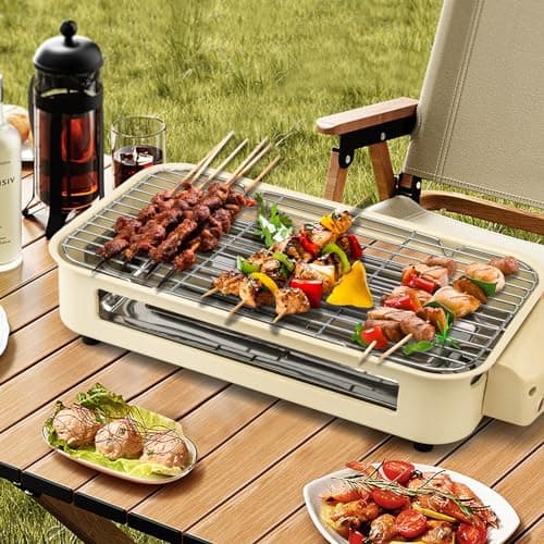 SUEWRITE Indoor Grill Electric Smokeless, Indoor Grills for Kitchen with Non-Stick Cooking Removable Plate, Portable Korean BBQ Grill with Removable Temperature Control, Dishwasher Safe, 1500W 6