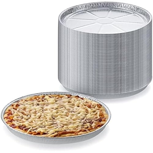 DCS Deals Pack of 5 - Disposable Round Foil Pizza Pans – Durable Pizza Tray for Cookies, Cake, Focaccia and More – Size: 12-1/4" x 3/8" Made In Usa 4