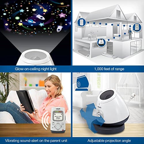 VTech DM271-102 Audio Baby Monitor with Glow-on-Ceiling Night Light, Open or Closed Door/Window Sensor, Vibrating Sound-Alert, Talk Back Intercom & Belt Clip 5