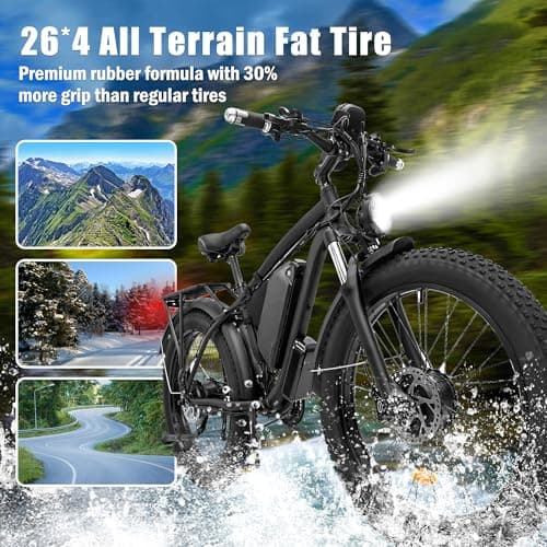 DOF DF-2 Electric Bike Fat Tire for Adults – Peak 3600W 3000W Dual Motor, 38MPH Max Speed, Long Range 26-80 Miles – Upgraded 26"x 4" Mountain Ebikes with 21-Speed, Hydraulic Disc Brakes, & LCD Display 6