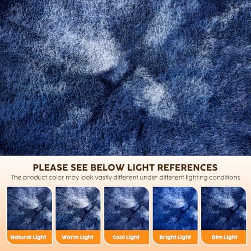 HYLEORY Faux Fur Heated Throw BlanketElectric - Soft Thick Flannel Heating Blanket with 5 Heat Levels & Auto-Off 3 Hrs, Heavy Fluffy Warm Bed Blankets for Winter, 50''x60'', Navy 4