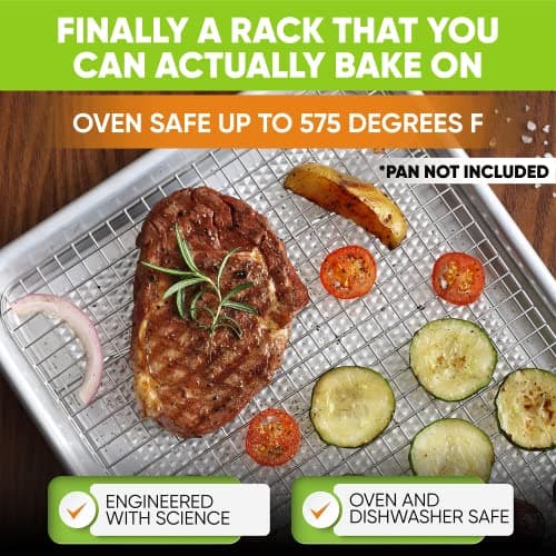 Spring Chef 10" x 15" Stainless Steel Cooling Racks for Baking - Oven Safe - Cookie Racks for Cooling Cookies - Fits Jelly Roll Pan - Perfect for Grilling, Roasting, Cooking, Drying - Set of 2 5