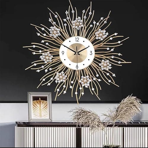 SIN&MI Large Wall Clocks, Silent Sunflower Shape Chic Decorative Wall Clock, Modern Non-Ticking Round Clock Dial Iron Metal Wall Clock for Living Room Decor Entrance Office Cafe 20 Inch 5