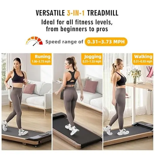 Maksone Under Desk Treadmill, Expert of Wooden Walking Pad, Walking Jogging Machine with Remote Control, Installation-Free 7