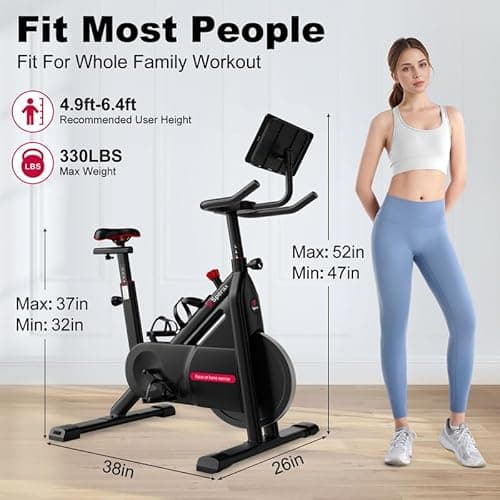 Exercise Bike with Exclusive App, Stationary Bikes for Home, Silent Belt Drive, Adjustable Resistance and Comfortable Seat Cushion Indoor for Home Cardio Workout 7