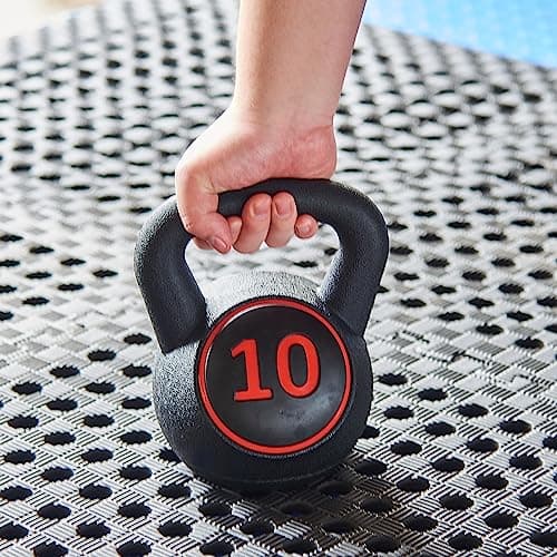 Fitvids Wide Grip Kettlebell Exercise Fitness Weight Set – Includes 5 lbs – 30LB Set of 3: 5/10/15LB – Black 5