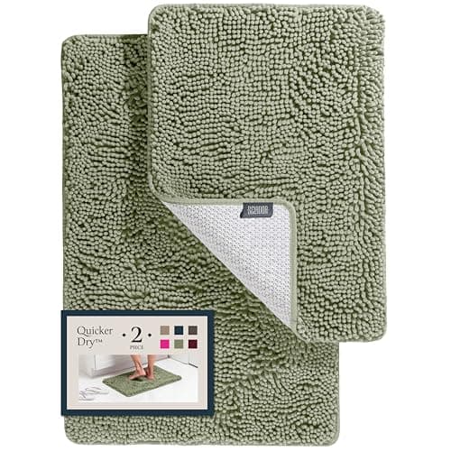 BELADOR Bathroom Rugs Sets 2 Piece- Plush Bath Mat Set Quick-Dry Soft Chenille Mat with Rubber Backing, Absorbent Rug Set, Washable Bath Rugs - Bath Mats 24x17 + 30x20