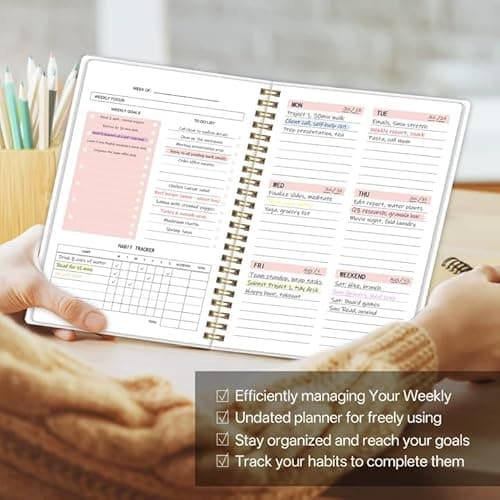 Undated Weekly Planner- Weekly Goals Notebook, A5 To Do List Planner, Habit Tracker Journal with Spiral Binding, 5.7 x 8.0 inches 6
