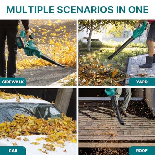 Leaf Blower Cordless with 2 * 20V Battery and Charger,2 Speed Levels, Electric Lightweight Leaf Blowers for Lawn Care, Yard, Sidewalk and Snow Blowing, Non-Slip Hand Blower 6