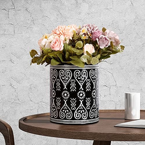 Delpnana Black Heavy Ceramic Utensil Holder, 7" Extra Large Kitchen Utensil Holder for Countertop, Cooking Ceramic Crock for Farmhouse Kitchen Decor 6