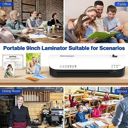 Thermal Laminator, 8.5x11 Laminator, 9 Inch Laminater Machine with 12 Laminating Sheets, A4/A5/A6 Personal Hot Cold Laminating Machine for Home School Teachers Office, Anti-Jam 6