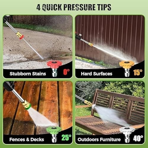 GUIFIN Electric Pressure Washer - Portable Power Washer with Soap-Adjustable Tank, Steel Spray Wand, 4 Pressure Tips, 6.6 FT Inlet & 23 FT Outlet Hose, 3800PSI & 2.4GPM, for Patio/Car/Driveway/Fence 5