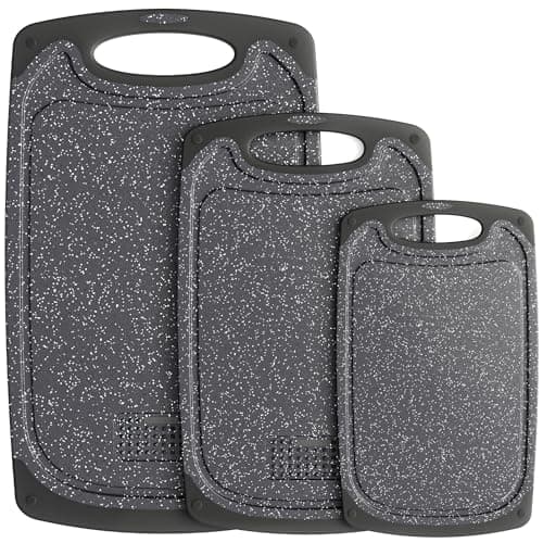 Tribal Cooking Cutting Boards - 3 Set - Warrior Strength Small to Extra Large Cutting Boards for Kitchen, Meat, Vegetables - Dishwasher Safe, Juice Groove, Non-Slip Rubber Chopping Board Set