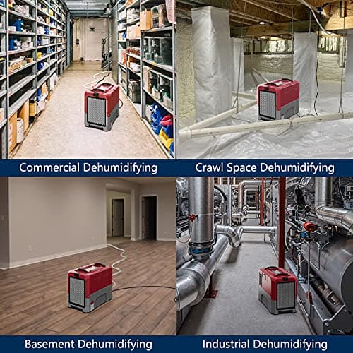 ALORAIR LGR Commercial Dehumidifier with Pump Drain Hose, 180 Pint Large Capacity Crawl Space Dehumidifier for Water Damage Restoration, Basements Warehouse & Job Sites, 5 Years Limited Warranty, Red 6