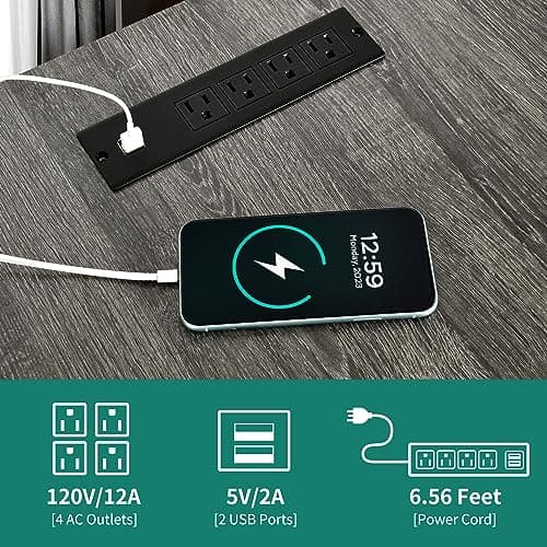 YITAHOME U Shaped Desk with Power Outlets & LED Lights, 79" Reversible L Shaped Desk with Drawers, Corner Computer Desk Office Desk with Monitor Stand & Storage Shelves, Grey 6