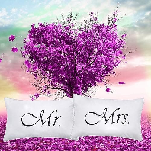 DasyFly 2PCS Mr and Mrs Pillow Cases,His and Hers Couples Pillowcases,Romantic Anniversary Engagement Christmas Wedding Gifts for The Couple,Bride Shower Gifts Ideas 12