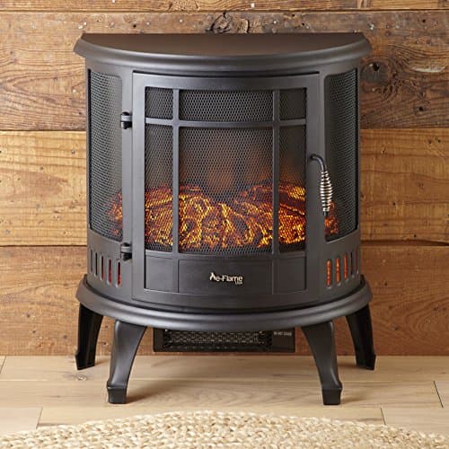 e-Flame USA Regal Freestanding Electric Fireplace Stove - 3-D Log and Fire Effect (Black) 7