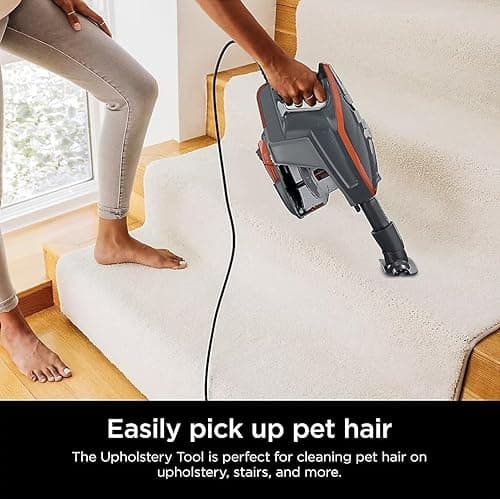 SHARK HN175 Rocket Pro Corded Stick Vacuum with Odor Neutralizer Technology, Removable Hand Vacuum, Advanced Swivel Steering, XL Cup, LED Headlights, Perfect for Pets, Orange (Renewed) 5