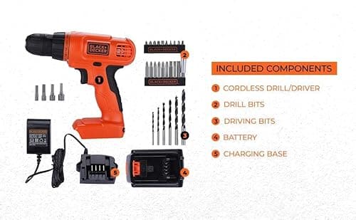 BLACK+DECKER 20V MAX POWERCONNECT Power Drill Cordless Drill Driver Electric Screwdriver with 30 Piece Bit Set, Battery and Charger Included (LD120VA) 14