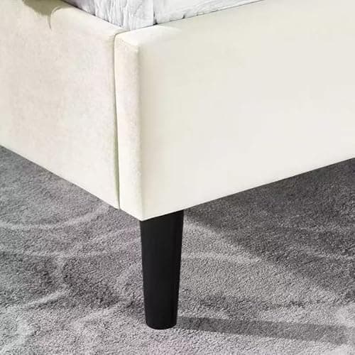 GTRACING Queen Size Bed Frame, Upholstered Platform Bed Frame with USB Type-C Tall Headboard Wingback, Soft Velvet Fabric, No Box Spring Needed, Easy Assembly, Cream 5