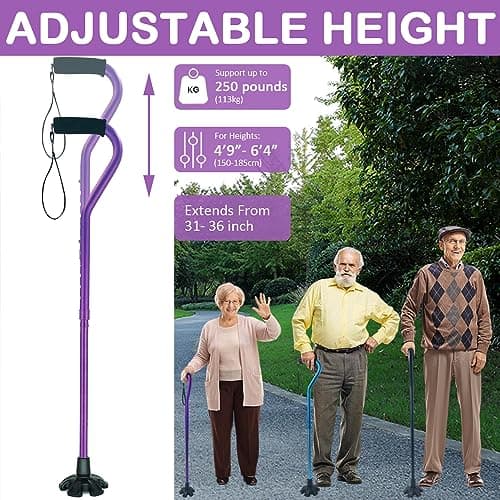 PortCanes Walking Cane for Women and Men Adjustable Folding Canes with Extra Stability Base and Offset Soft Cushioned Handle Walking Stick for Seniors (Purple_Frosted) 6