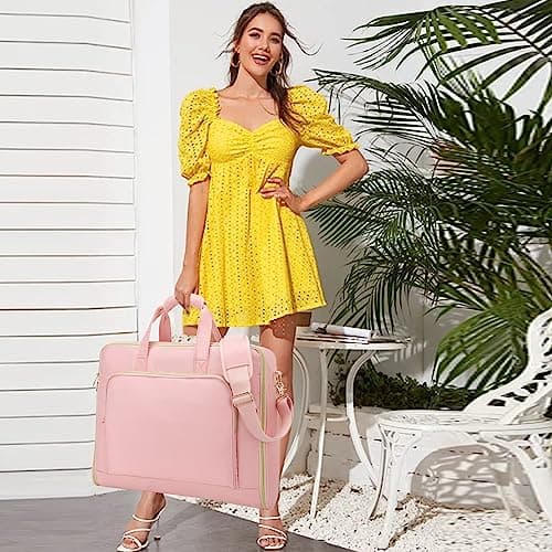 Garment Bag for Travel,Large Hanging Luggage Garment Bag Suit Bag with Adjustable Shoulder Strap Carry On Garment Bag Dress Bag for Women,Pink 8