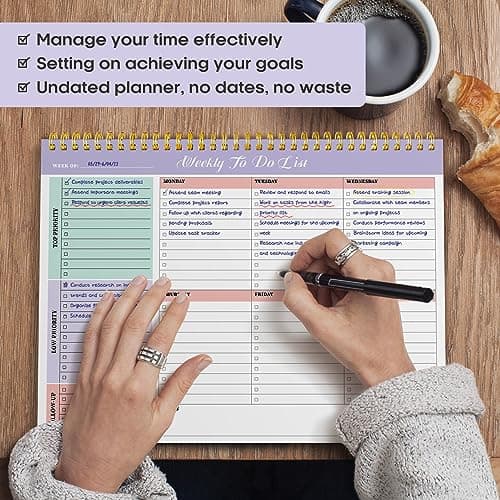 Taja Weekly To Do List Notepad with 52 Undated Sheets（8.5"×11"）- Weekly Desk Planner for Women & Man, Work and Home -1 Pack Violet Dream 7