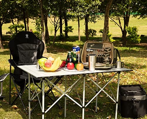 EVER ADVANCED Camping Table, Fold up Lightweight, 4-6 Person Portable Roll up Aluminum Table with Carry Bag for Outdoor, White 7