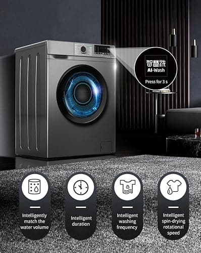 24-Inch Smart All-in-One Washer Dryer Combo, 5 cu. ft. Capacity, Wi-Fi Enabled with 14 Wash Cycles, 1400 RPM, Ventless Design, Stainless Steel Drum for Apartment RV Home 5