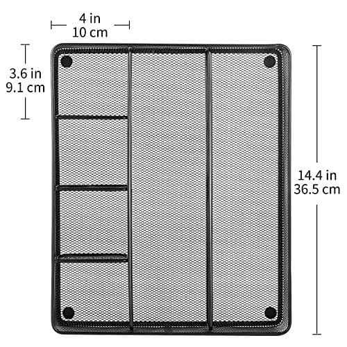 Amazon Basics Metal Mesh Desk Organizer with 6 Compartments, Anti-Slip Pen Holder Storage Tray for Office Supplies and Home, Black 5