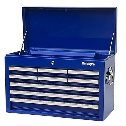 Workington Professional Industrial Portable Metal Tool Chest with 9 Drawers, 26" 9-Drawer Tool Chest Cabinet with Ball Bearing Drawer Slides, Steel Tool Storage Box Organizer 4016 Blue