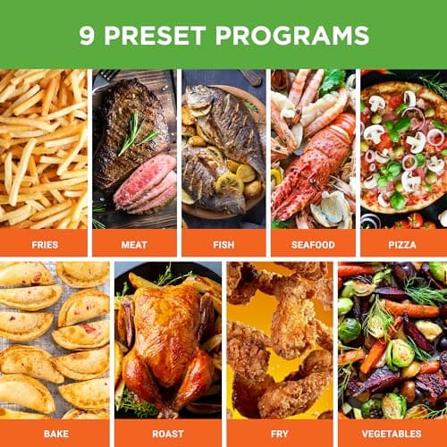 Nutrichef Double Basket Air Fryer 8.8 QT | Family Size Oil Free Airfryer with Transparent Window | 9-1 Preset Cooking Options | 360° Hot Air Circulation Technology | 4.4 QTs per Basket | Black 6