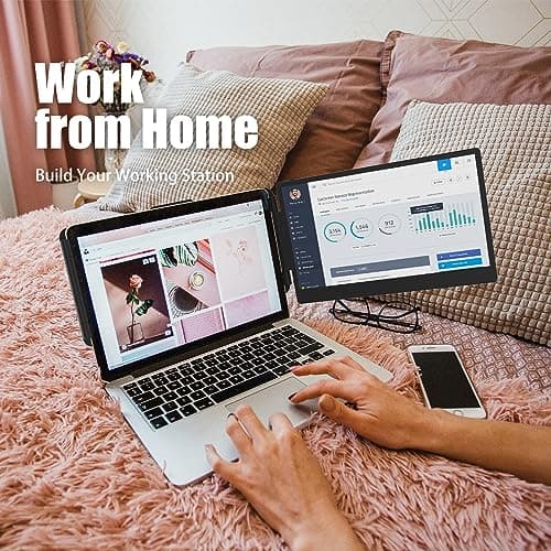 KEFEYA Laptop Screen Extender, 14" FHD 1080P IPS Laptop Monitor Extender Dual Screen, Portable Monitor for Laptops 13-17" with USB-C/HDMI Port, Plug n Play for Windows/Mac/Android/Switch/PS5 8