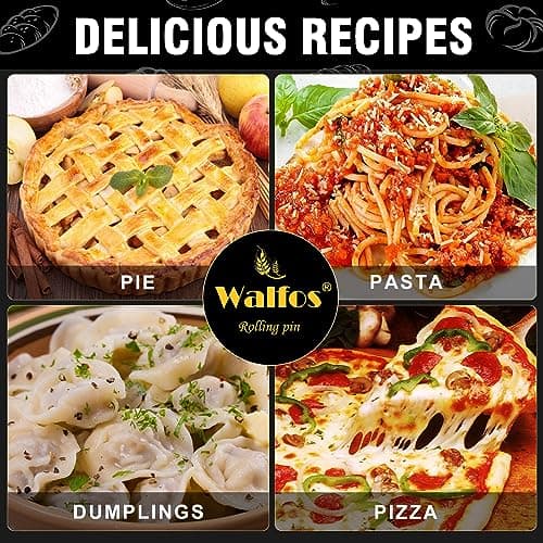 Walfos French Rolling Pin Set - Natural Wooden Rolling Pins (8inch, 15.7inch), Baking Dough Roller for Pizza, Pie, Pasta, Bread, Pastry, No Coating 8