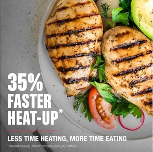 George Foreman 4-Serving Removable Plate Electric Grill and Panini Press, George Tough Non-Stick Coating, Drip Tray Catches Grease, Black 9
