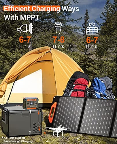 PROGENY 300W Portable Power Station, 299Wh/80818mAh Solar Generator, Regulated DC Output Backup Battery with Pass-Through Charging AC Outlet, Pure Sine Wave, LED Light Power Station for CPAP Camping 5