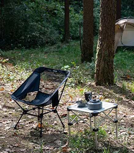 iClimb Ultralight Compact Camping Folding Beach Chair with Anti-Sinking Large Feet and Back Support Webbing (Black - Square Frame) 2