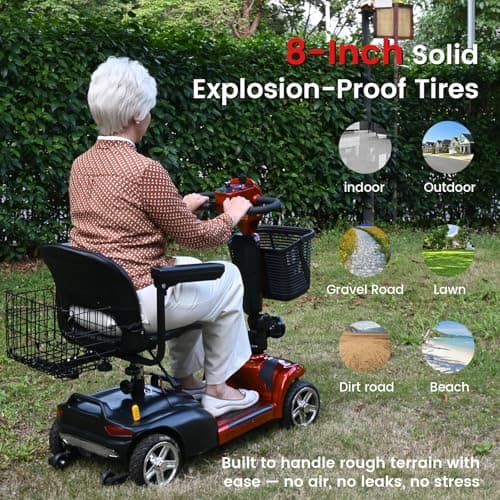 MobiCyc 4 Wheel Mobility Scooter for Seniors & Adults, 46 lbs Ultra Lightweight Folding Electric Powered Wheelchair w/Lithium Batteries 20/30 Mile Range - All Terrain Motorized, with Basket, Compact 9