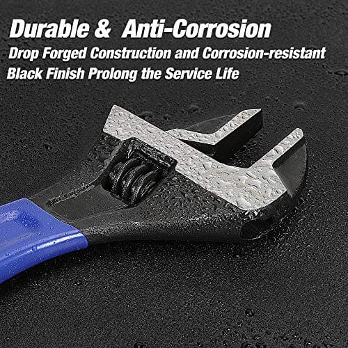WORKPRO 2-Piece Adjustable Wrench Set, 6-Inch & 10-Inch Wide Jaw Black Oxide Wrench, Cr-V Steel, Metric & SAE Scales, Max Jaw Opening 15/16" & 1-5/16", for Home Repairs, Plumbing, Garage Work 5