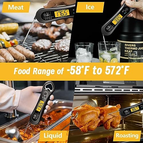 Meat Thermometer Digital, Instant Read Meat Thermometer for Grill and Cooking, with Bottle Opener, Backlight & Calibration Food Thermometer, Kitchen Gadgets for BBQ, Turkey, Candy, Liquids 6